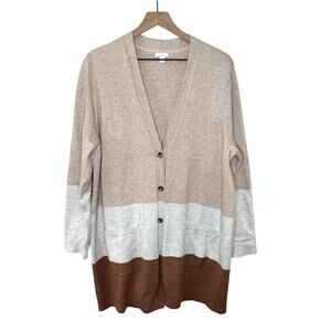 J.Jill Women’s Colorblock Button Front Cardigan Size XL Pockets Comfy